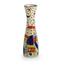 Load image into Gallery viewer, 'The Hut Long-Neck' Hand-Painted Ceramic Vase (12 Inch)