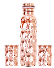 Load image into Gallery viewer, Diamond Copper Water Bottle 950ml with Two Glasses