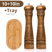 Load image into Gallery viewer, Wood Salt and Pepper Grinder Set with Optional Tray for Sea Salt and Pepper(5,8,10 inch) Strong Adjustable Grinder