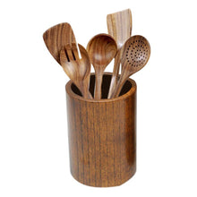 Load image into Gallery viewer, Wooden Cooking Spatula for Kitchen,with Storage Bucket,for Cooking Tools for Nonstick Cookware,Natural Teak Wood,6 Pack