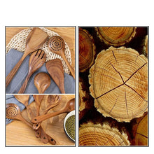 Load image into Gallery viewer, Wooden Cooking Spatula for Kitchen,with Storage Bucket,for Cooking Tools for Nonstick Cookware,Natural Teak Wood,6 Pack
