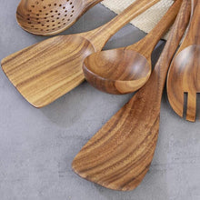 Load image into Gallery viewer, Wooden Cooking Spatula for Kitchen,with Storage Bucket,for Cooking Tools for Nonstick Cookware,Natural Teak Wood,6 Pack