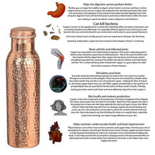 Load image into Gallery viewer, Pure Copper Hammered Water Bottle - 950 ml
