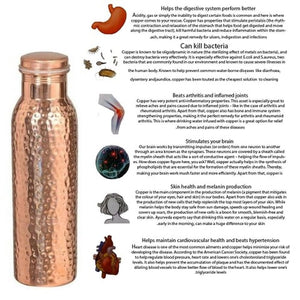 Pure Copper Hammered Water Bottle - 950 ml