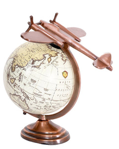 Antique World Globe with Propeller Plane