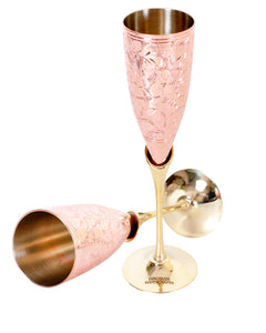 Engraved Silver Plated Pure Brass Premium Goblets Champagne - set of 2