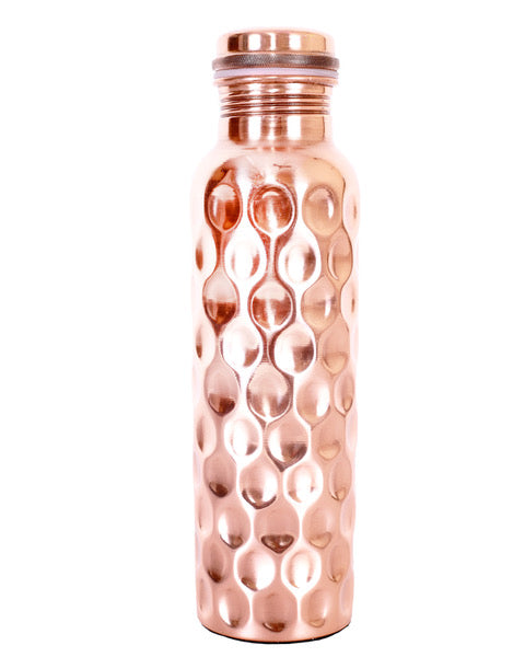 Pure Copper Hammered Water Bottle - Diamond cut 950 ml
