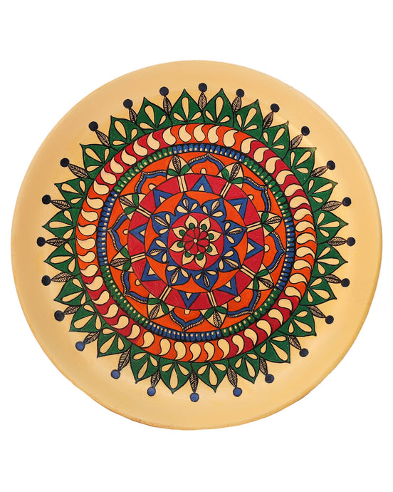 Hand Painted Terracotta Decorative Wall Plate - Mandala design