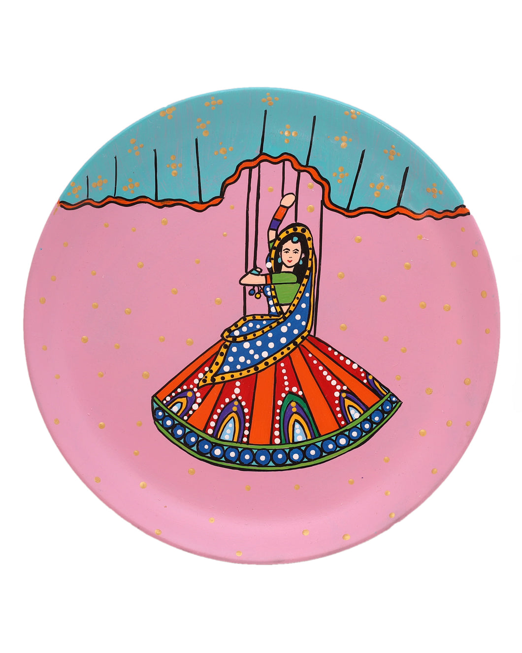 Hand Painted Terracotta Decorative Wall Plate - Dancer