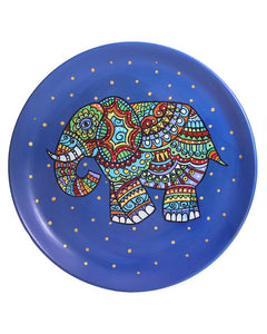 Hand Painted Terracotta Decorative Wall Plate - Elephant
